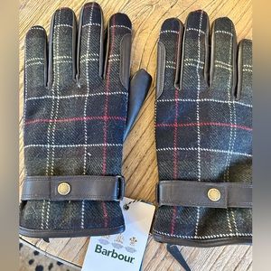 Barbour NEWBROUGH TARTAN Leather Gloves MSRP$100 Classic Tartan Woven In UK